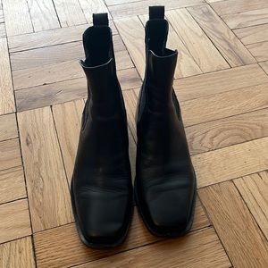 Square Toed black leather boots